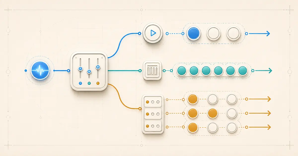 Workflow control panel distributing executions across regular, queued and multi-worker concurrency lanes