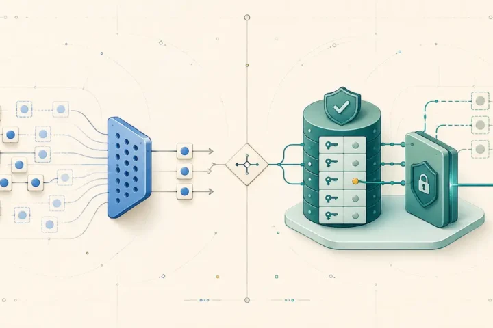 A duplicate-item filter compared with a durable idempotency ledger and protected action gate