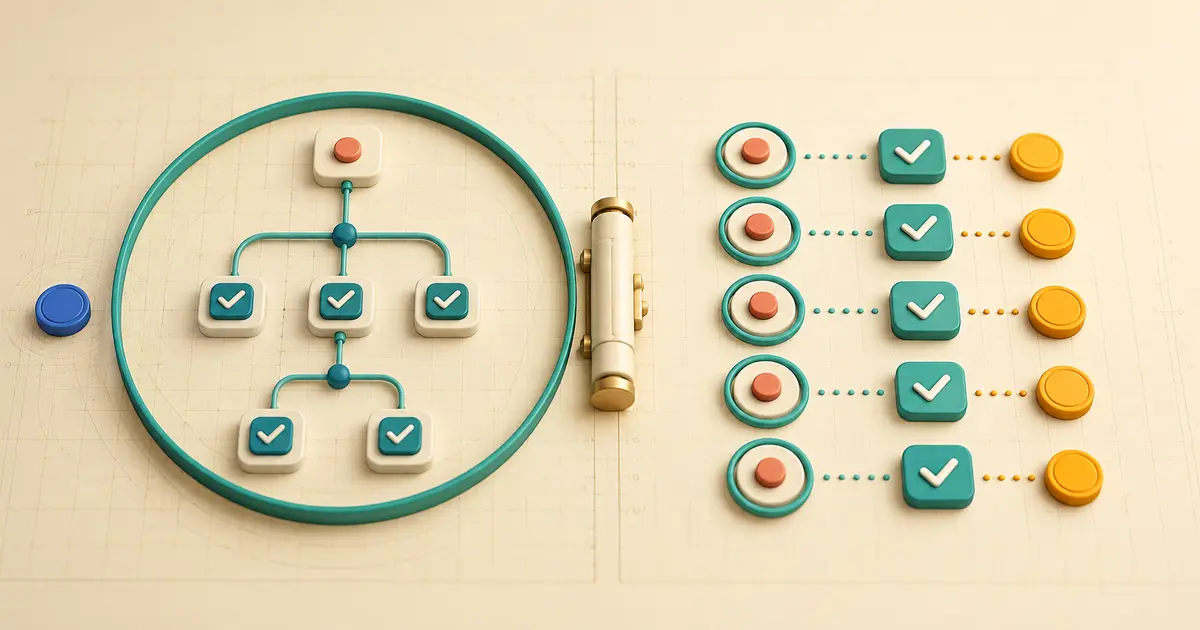 One bounded workflow execution contrasted with several individually counted successful action tasks