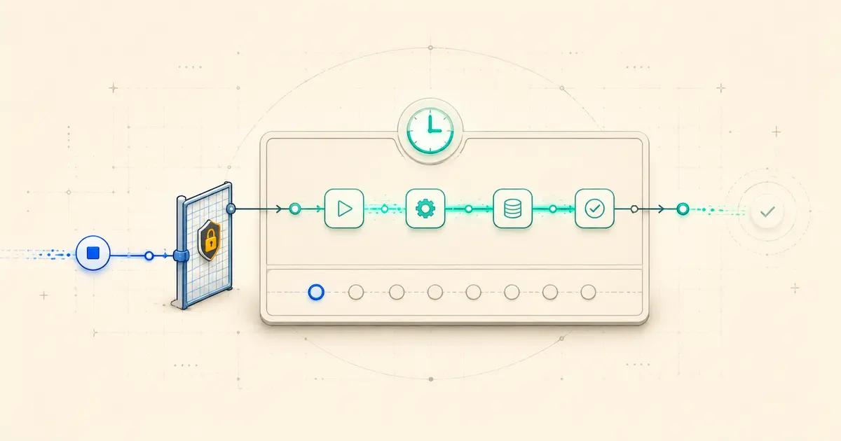 One active workflow execution with a second incoming execution paused at a guarded gate