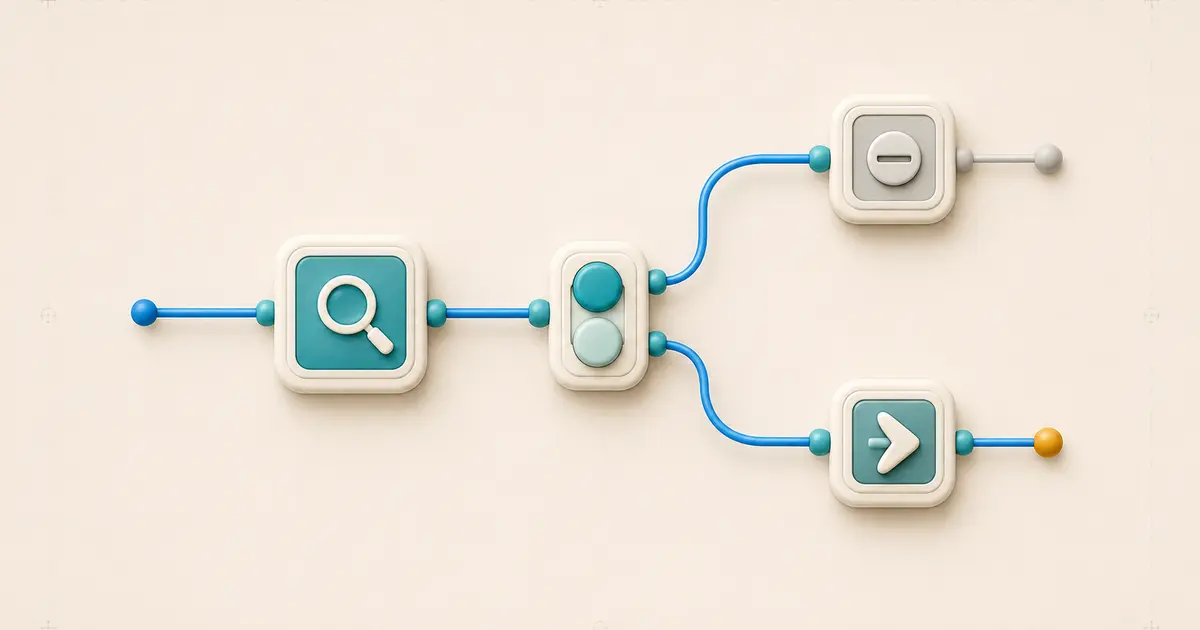 A search module splitting into a halted zero-task route and a successful route with one amber task token